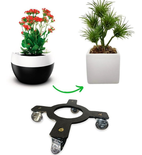 Kit 2 Suporte Para Plantas C Rodas De Gel Silicone 30cm