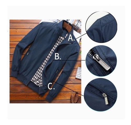 Chamarra Bomber Casual De Color Liso Para Hombre