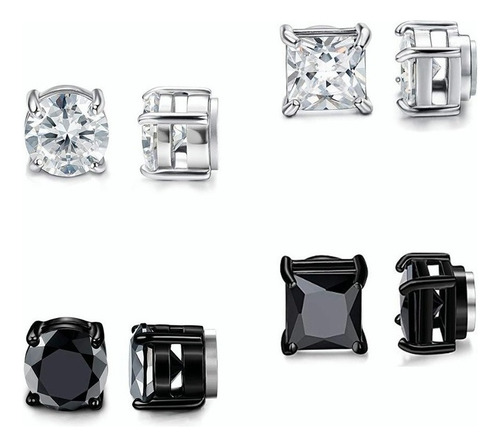 6 Pares Aretes Hombre Piercing Falso Mujer Imán Circón