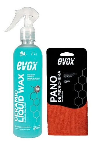 Cera Liquida Ceramic Liquid Wax Evox + Pano De Microfibra 
