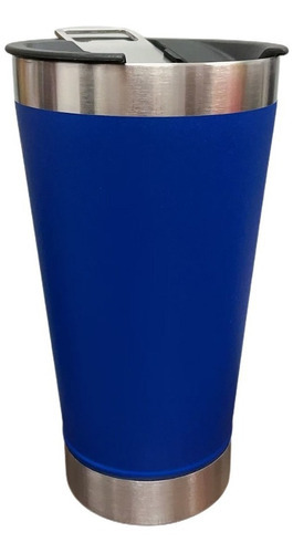 Kit 10 Copo Térmico 473ml Com Tampa E Abridor Para Cerveja Cor Azul Nome Do Desenho Liso
