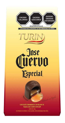 Turin Jose Cuervo Chocolate Semiamargo Con Relleno 12pz 120g