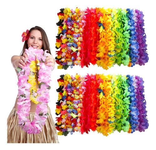 Amazing Time 100 Piezas Hawaianas Luau Leis A Granel, Collar