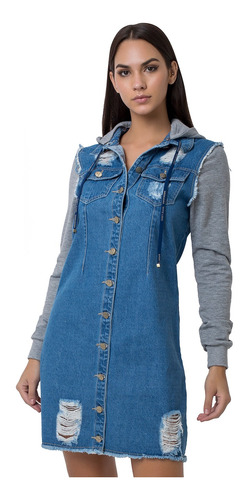 vestido jeans com moletom