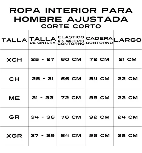 Talles de ropa interior hombre new arrivals