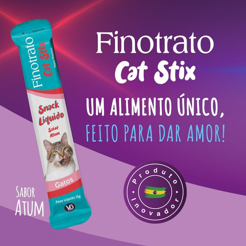 Finotrato Cat Stix Atum 15g Sachê Petisco Snack Gatos