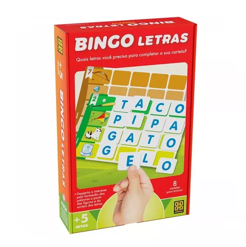 Jogo Bingo Letras Didático P/ Leitura E Escrita 32 Palavras