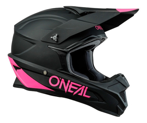 Casco Oneal 1 Series Solid Negro Rosa Motocross Enduro