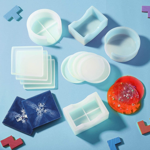 Juego De 10 Moldes De Silicona For Posavasos Cuadrados Y