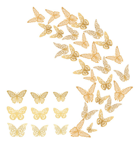 Imagen 2 de 10 de 36pcs / Set Mariposas 3d Pegatinas De Pared Diseño Hueco