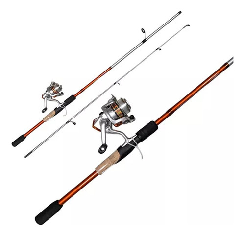 Combo Spinning Okuma Steeler Xp Caña 195cm 2tr Reel 2000 Color Naranja