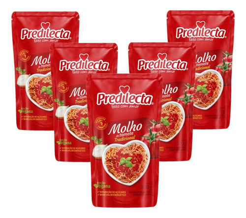 Molho Tomate Predilecta Tradicional Sachê 300g Kit 5un