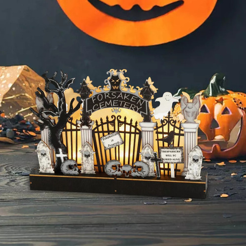Adornos De Madera Para Halloween, Decoración De Mesa