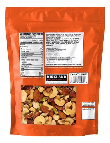 Kirkland Signature Nueces Mixtas Sin Sal 1.13 Kg