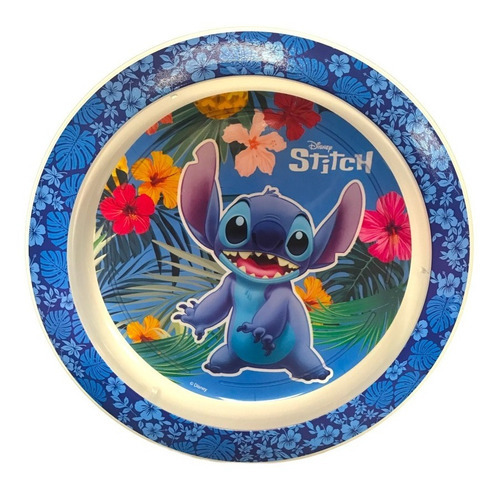 Plato Playo Plástico Infantil Personajes Favoritos Personaje Stitch Azul