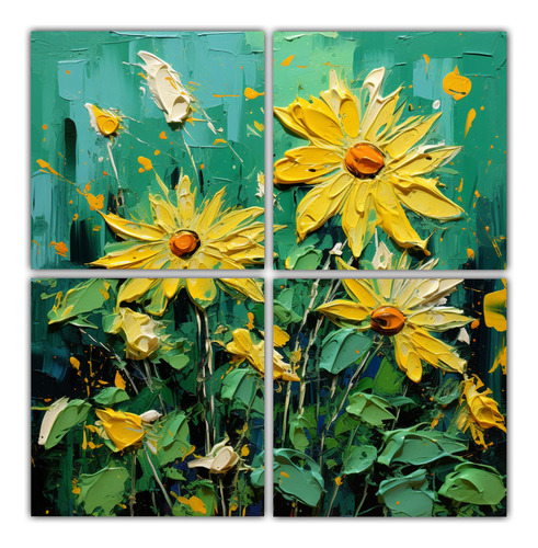 80x80cm Cuadros De Tela Acuarela Vida A Flores Amarillas Y V