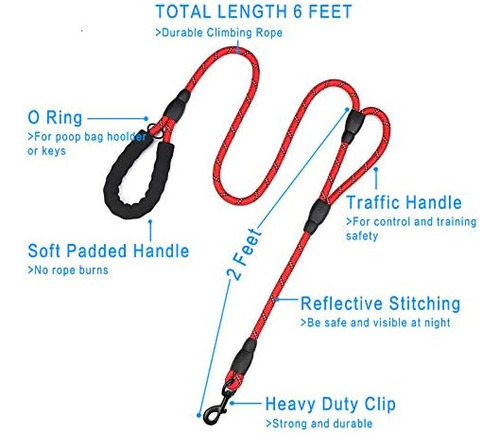 Coleira Plutue Plet Rope Para Cães De 6 Pés De Comprimento,