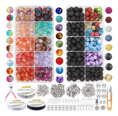 Eutenghao Kit De 878 Cuentas De Lava De Chakras, Cuentas De