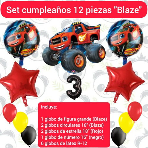 Set 12 Globos Para Decoración Cumpleaños Infantil Blaze