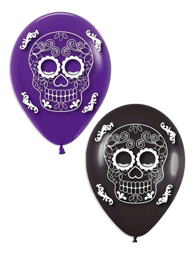 Globos Bombas Estampados X20u Dia De Muertos Katrinos