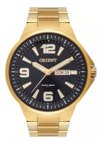 Relógio Orient Masculino Dourado Mgss1219 P2kx Cor do fundo Preto