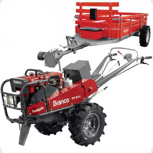 Microtrator Diesel Branco Btd18.0e 17,4hp Com Carreta 4x4