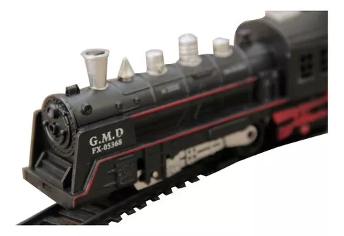 Trem Brinquedo Trenzinho Pista 85,5cm Locomotiva Luz Som Cor Preto