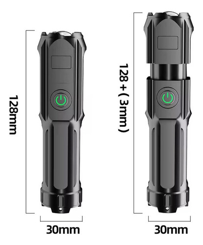 Lc 2pc Lanterna Usb Alcance 500m E Super Choque Defesa