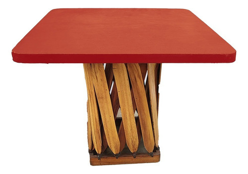 Mesa De Equipal Cuadrada Para 4 Color Rojo Incluido