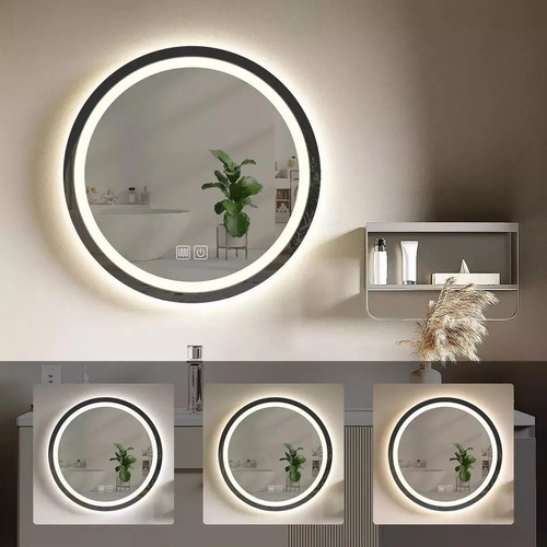 Umail Espejo Inteligente Baño 3modo Touch Moderna 50*50cm Antivaho, 3 Modos De Iluminación, Antifiebla De Alta Eficiencia