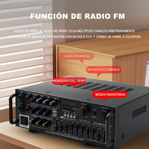 Bomge 326 Amplificador De Audio Para Auto Casa Bluetooth Color Negro