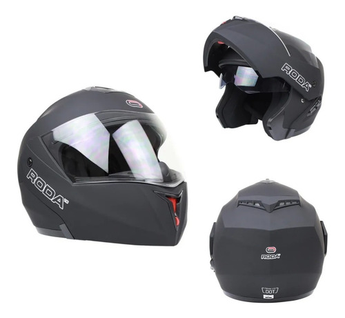 Casco Abatible Para Moto Roda Revenge Negro Mate