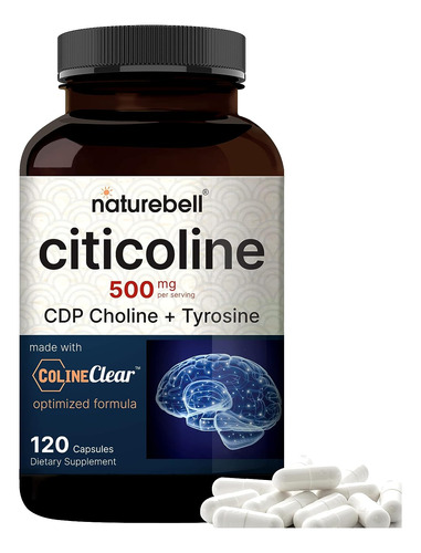 Citicolina 500mg Colina Cdp Tirosina 50mg Naturebell 120 Cap