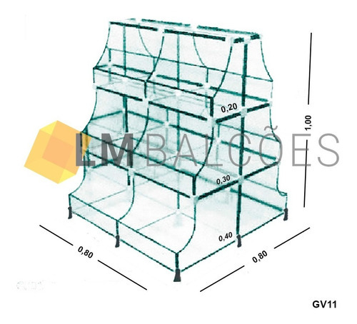 Gondola Piramide De Vidro 0,80 X 1,00 X 0,80