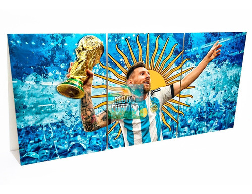 Cuadro Moderno Messi Campeon Argentina Afa Copa Triptico