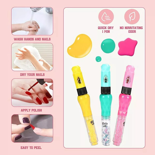 Set Infantil Para Decorar Y Pintar Uñas Con Cabina Nail Art