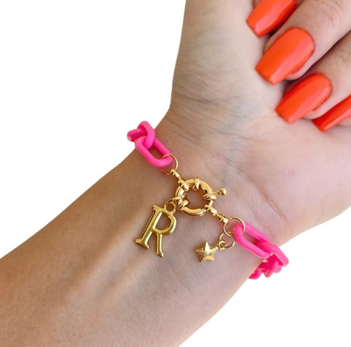 El Baúl De Anna Pulsera Mujer Acero Inoxidable Inicial Acríl