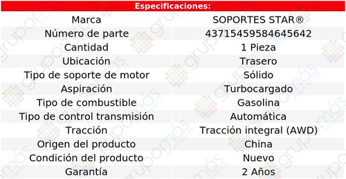 Soporte Motor Trasero S Star X6 3.0l 6 Cil Turbo 2008_2010