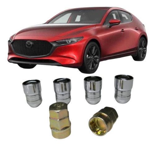 Set 4 Birlos Seguridad Mazda 3 2020-2021-2022-2023 2 Llaves