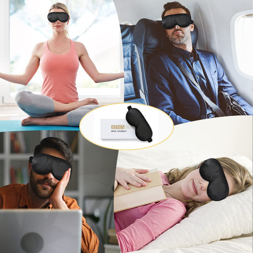 Máscara De Dormir 3d De Seda De Morera, Ajustable Y Suave