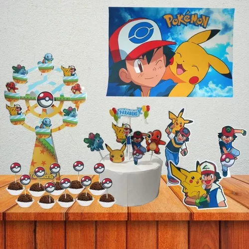 Kit Centro De Mesa Pokemon Personalizado Nome e Idade