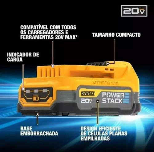 Martelete 2 Baterias 20v Powerstack Dewalt Romp Dch133