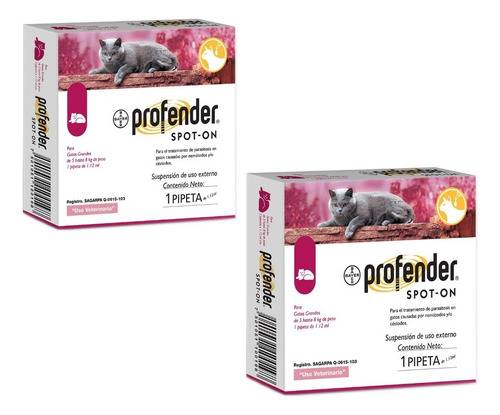 Desparasitante Profender Uso Tópico Gato Grande 5-8 Kg Bayer
