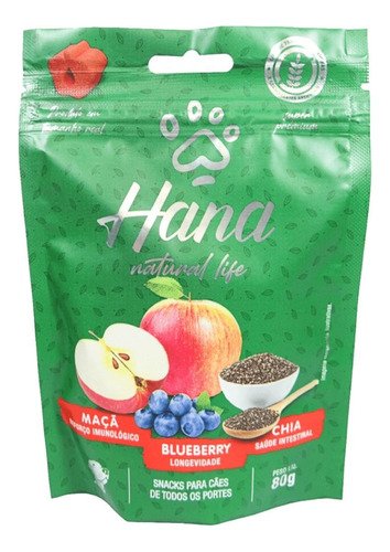 Hana Natural Life Maçã Blueberry Chia 80g Snacks Cães