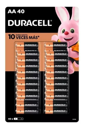 Pack40 Duracell 40baterias Tamaño Aa Dura 10 Veces Más