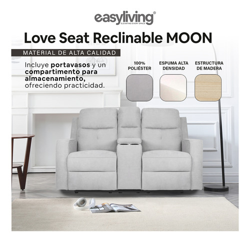 Sofa Reclinable Con Portavasos Love Seat Moon Easy Lving