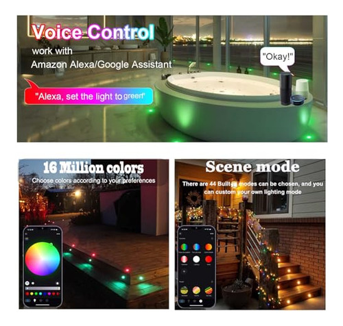 Kit Luces Led Bajo Voltaje Ip65 1.22 Empotrable Exterior Su