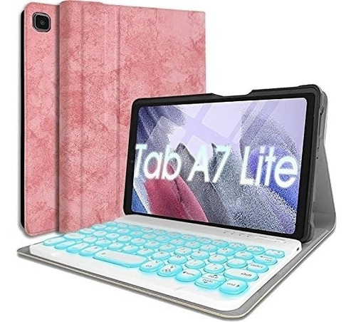 Funda Teclado Wineecy Galaxy Tab A7 Lite 8.7 2021 Rosado