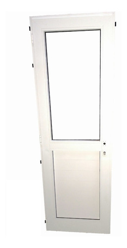 Puerta Aluminio Blanco 100x210 Medio Vidrio Izquierda