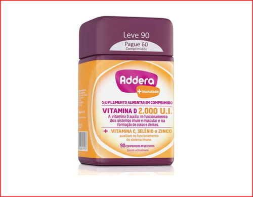 Addera + Imunidade 2.000ui 90 Comprimidos Revestido. Sem Sabor